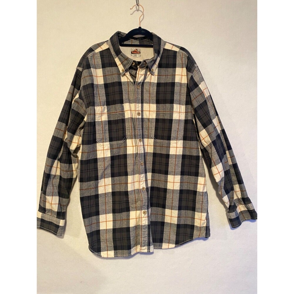 Ridgecut Toughwear Heavy Flannel Shirt Men’s XLT Tall Cream Charcoal Plaid 25x30